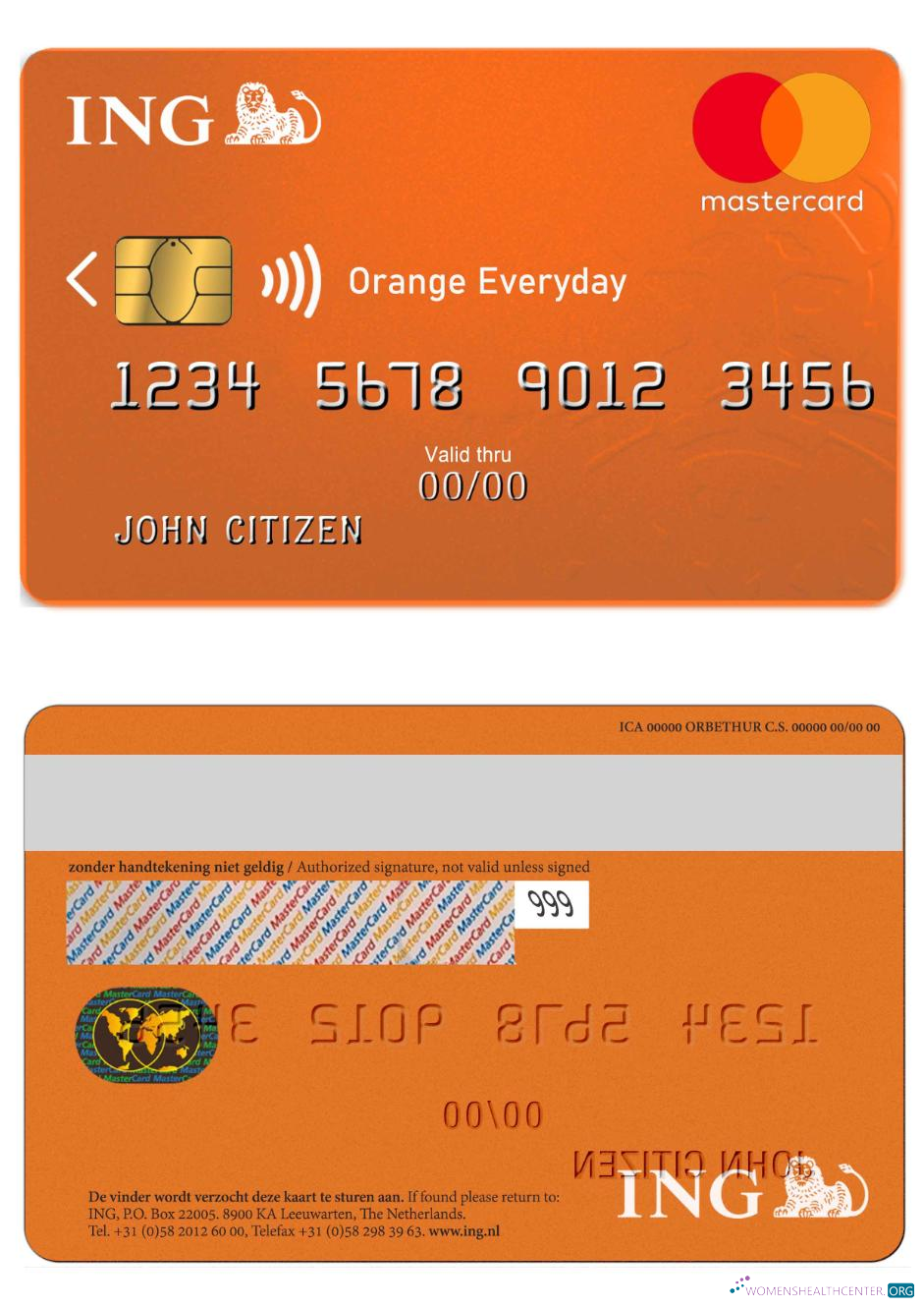 Download Netherlands ING Orange MasterCard Photoshop template
